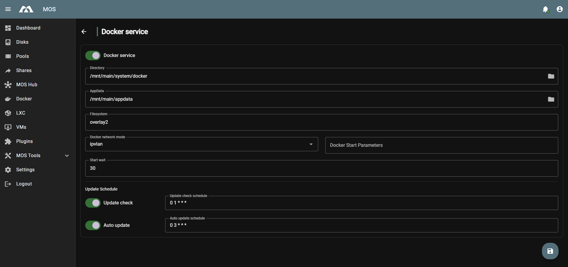 Docker Service Configuration