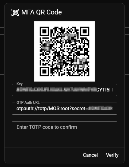 MFA QR Code Dialog