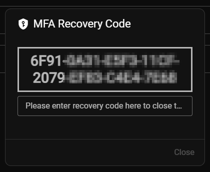 MFA Recovery Code