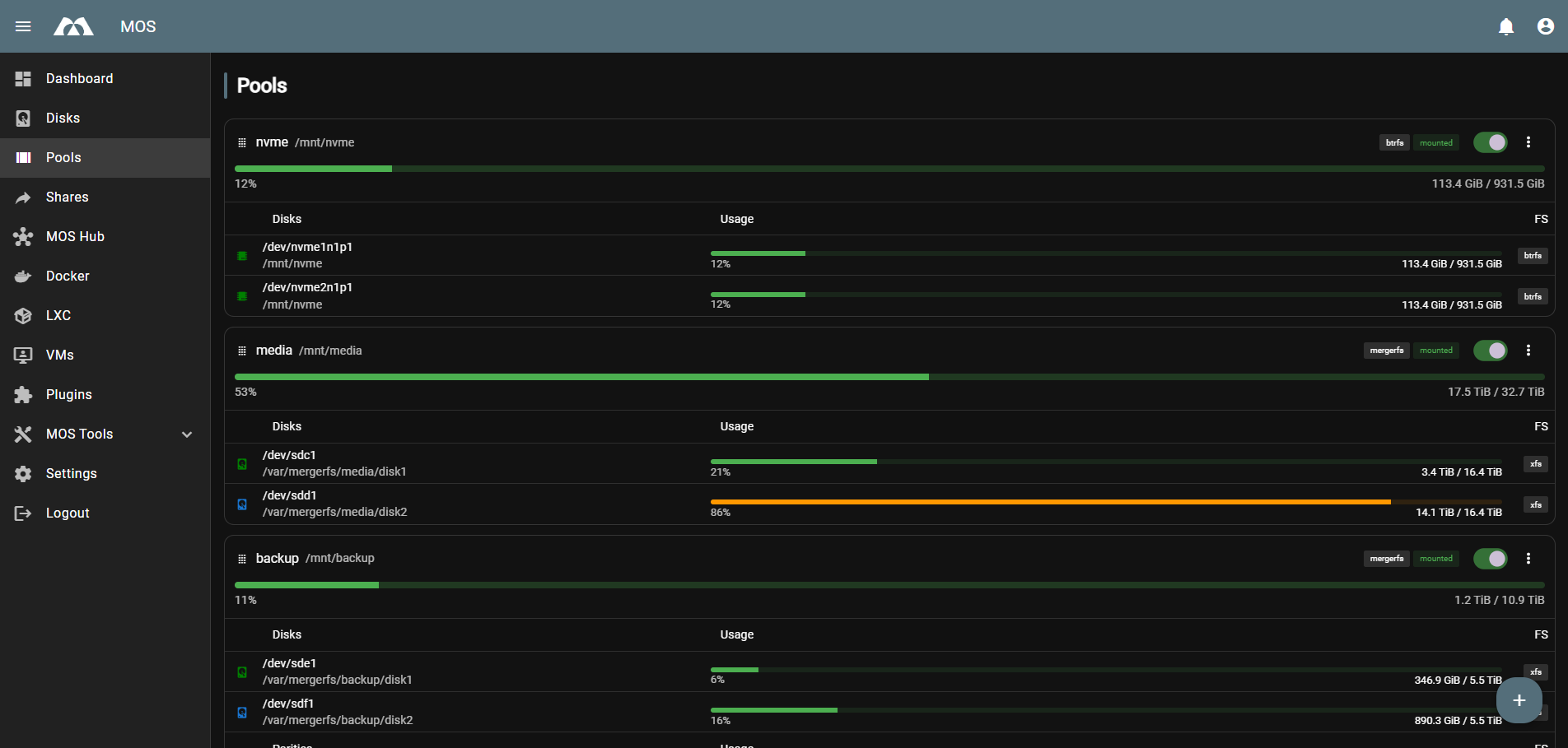 MOS Storage Pools