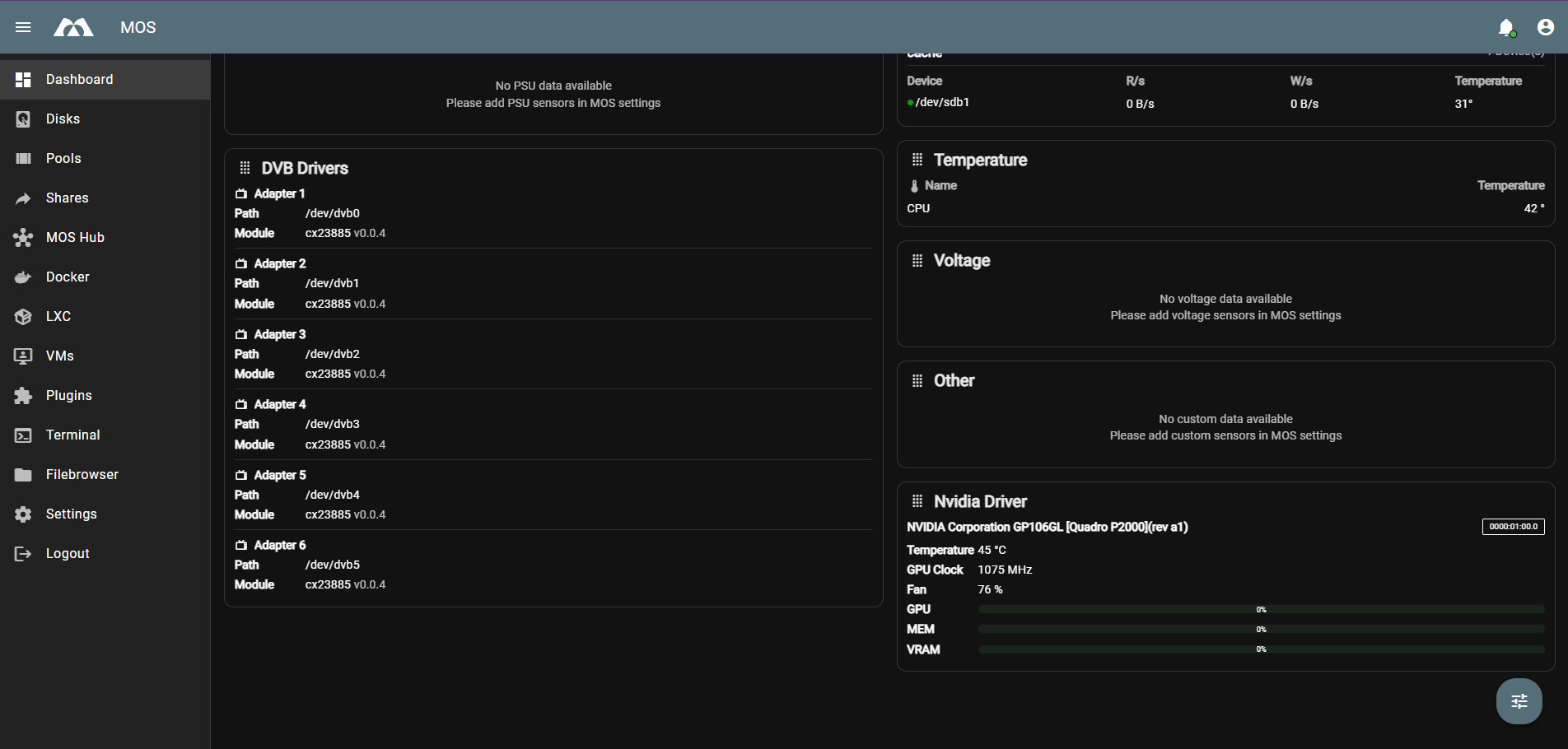 Plugin Driver Widgets Dashboard