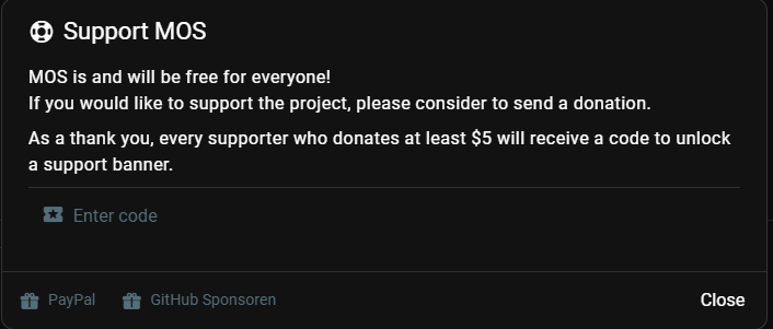 Support MOS Settings