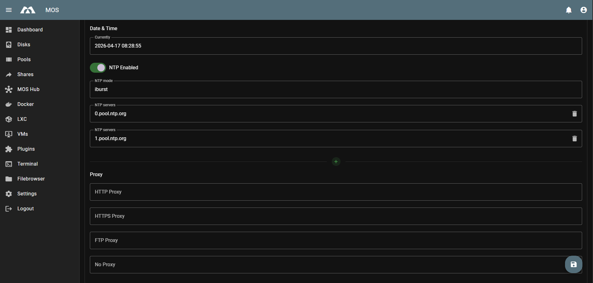 System Configuration - NTP &amp; Proxy