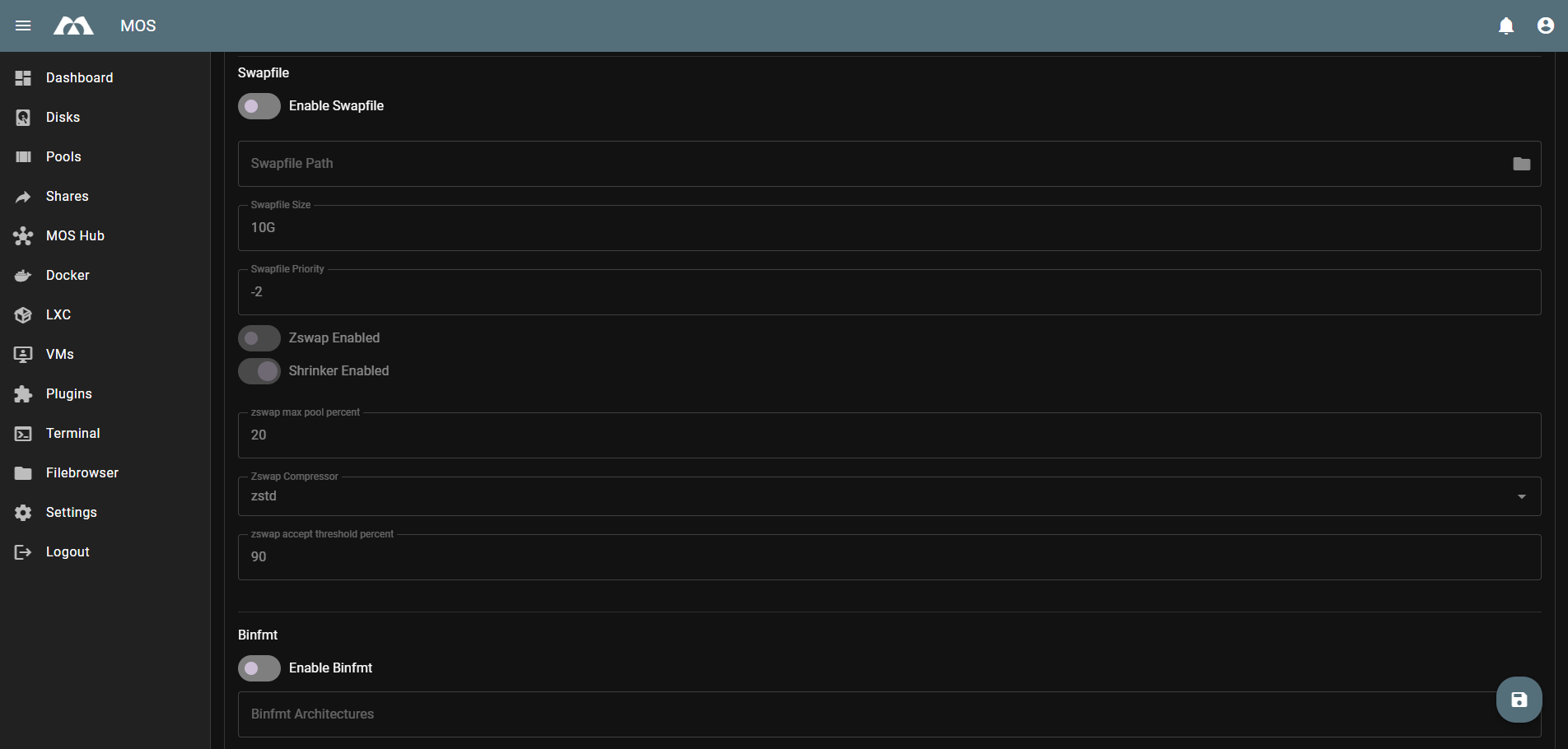 System Configuration - Swap &amp; Binfmt