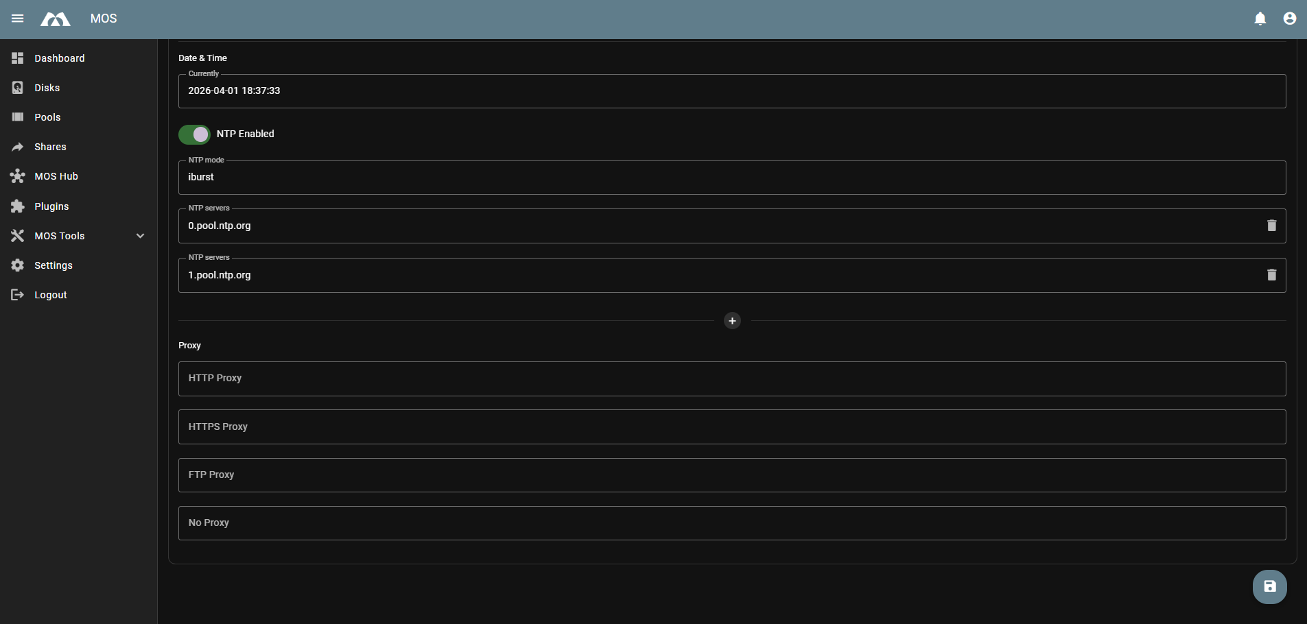 System Settings - Time &amp; Proxy