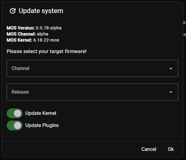 Update System Dialog