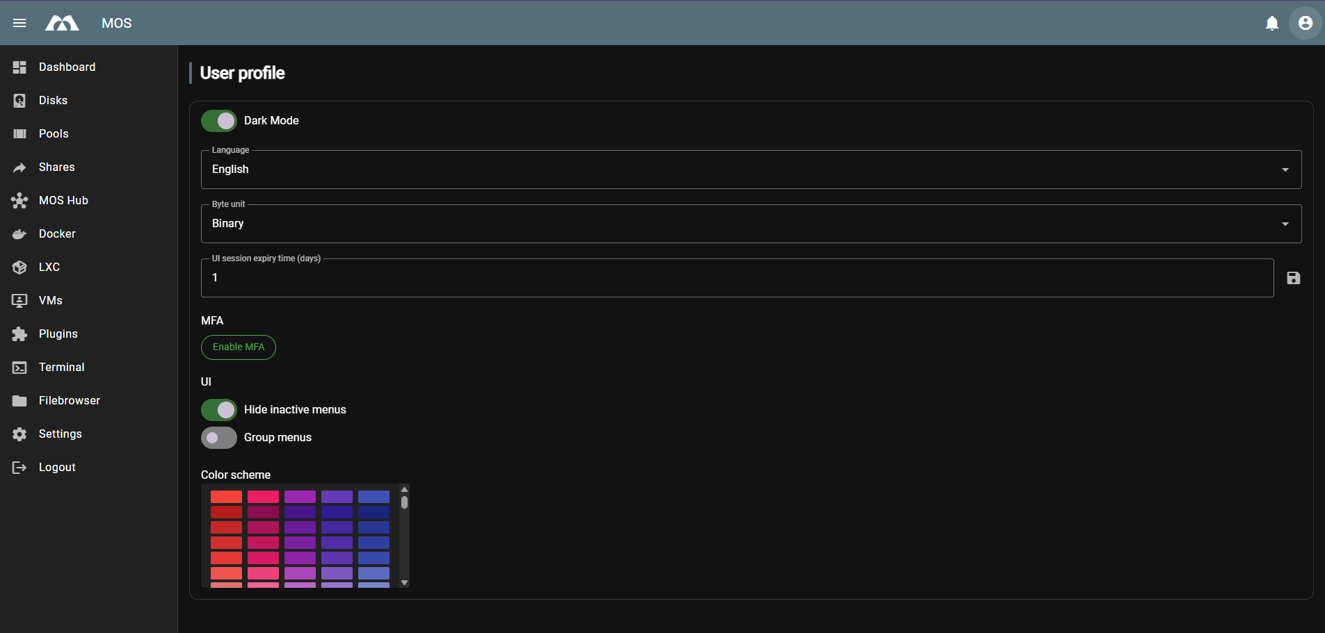 User Profile with MFA