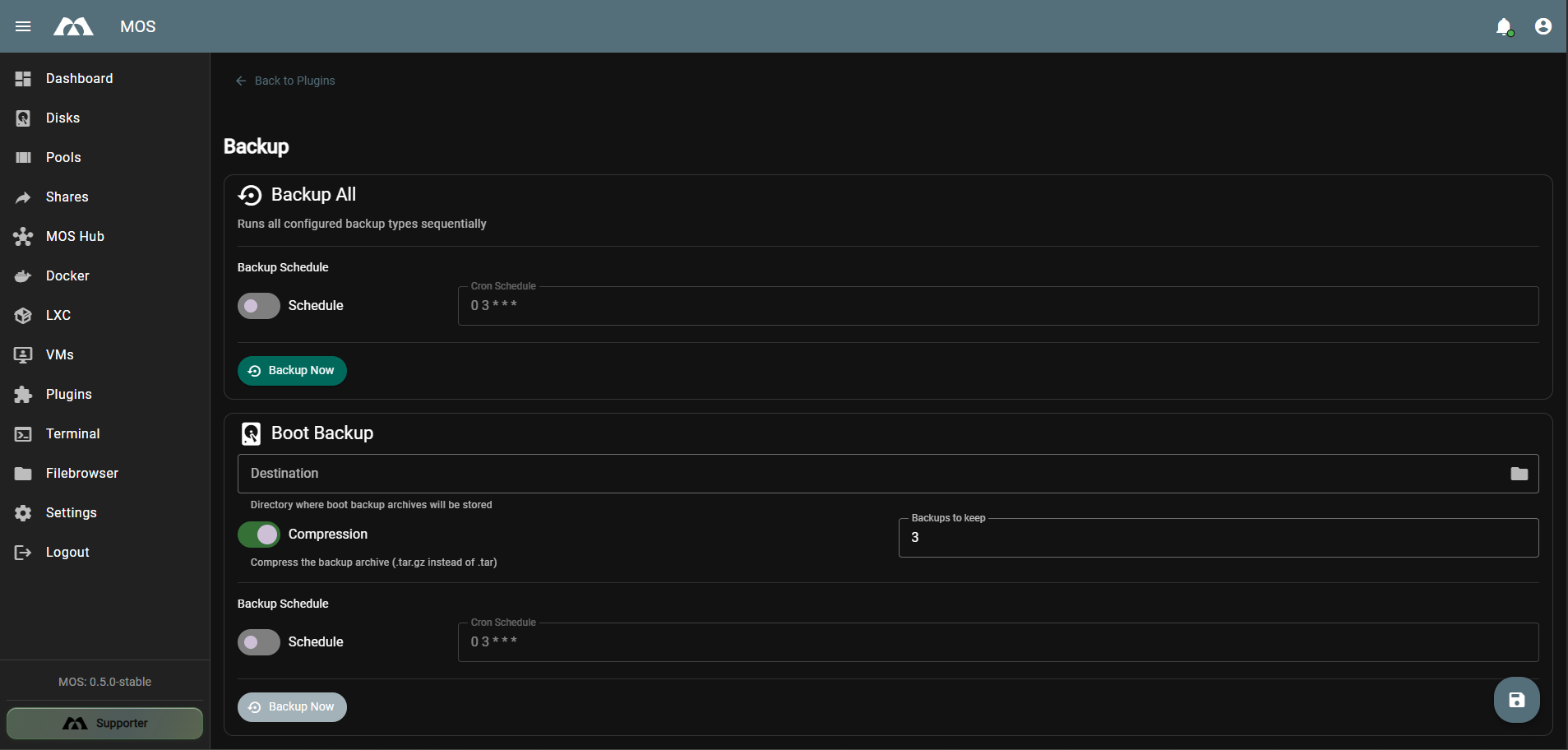 Backup Settings Overview