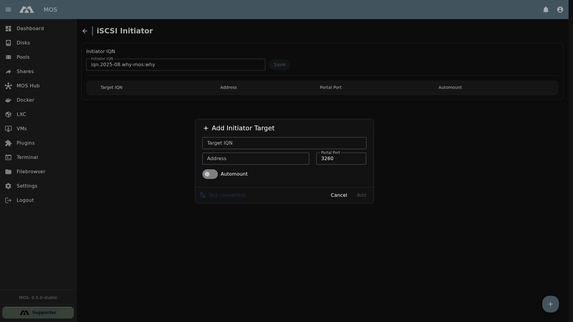 Add iSCSI Target Connection