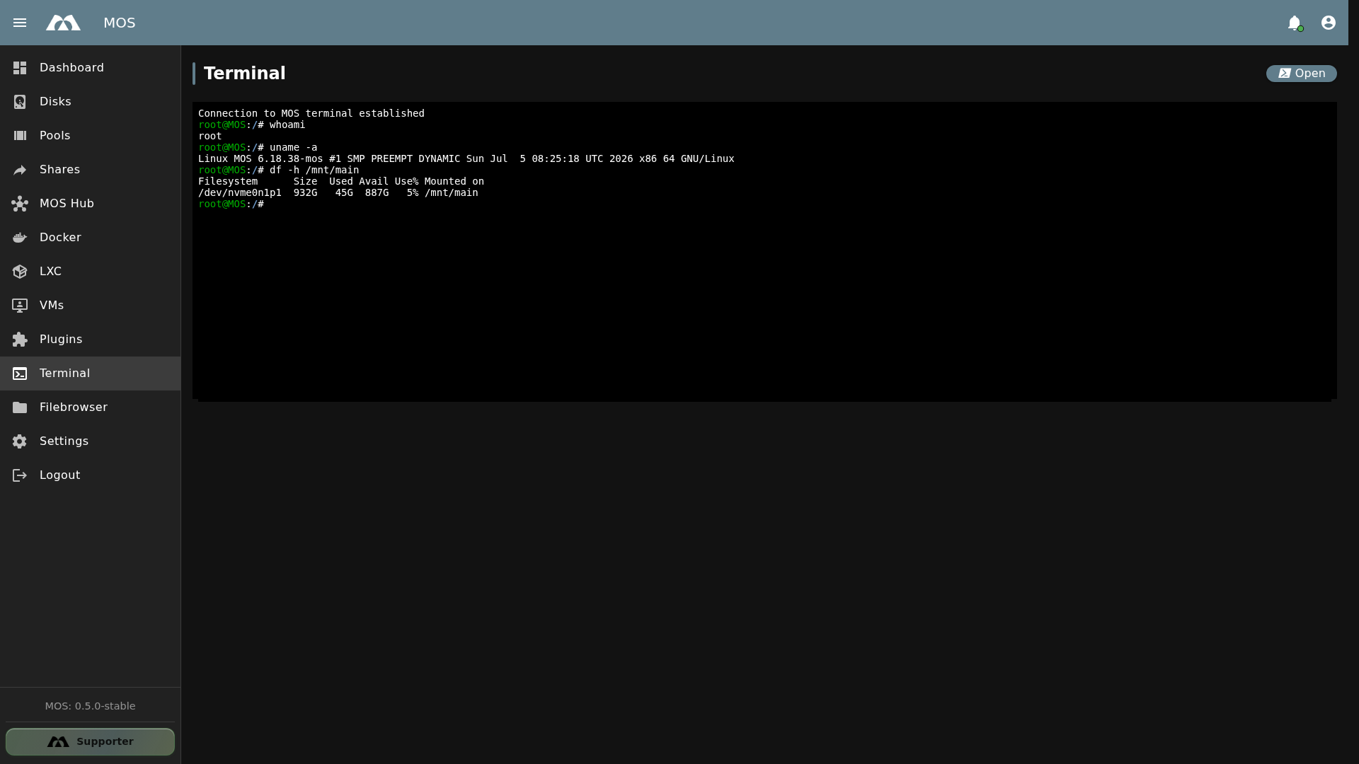 Terminal with Commands