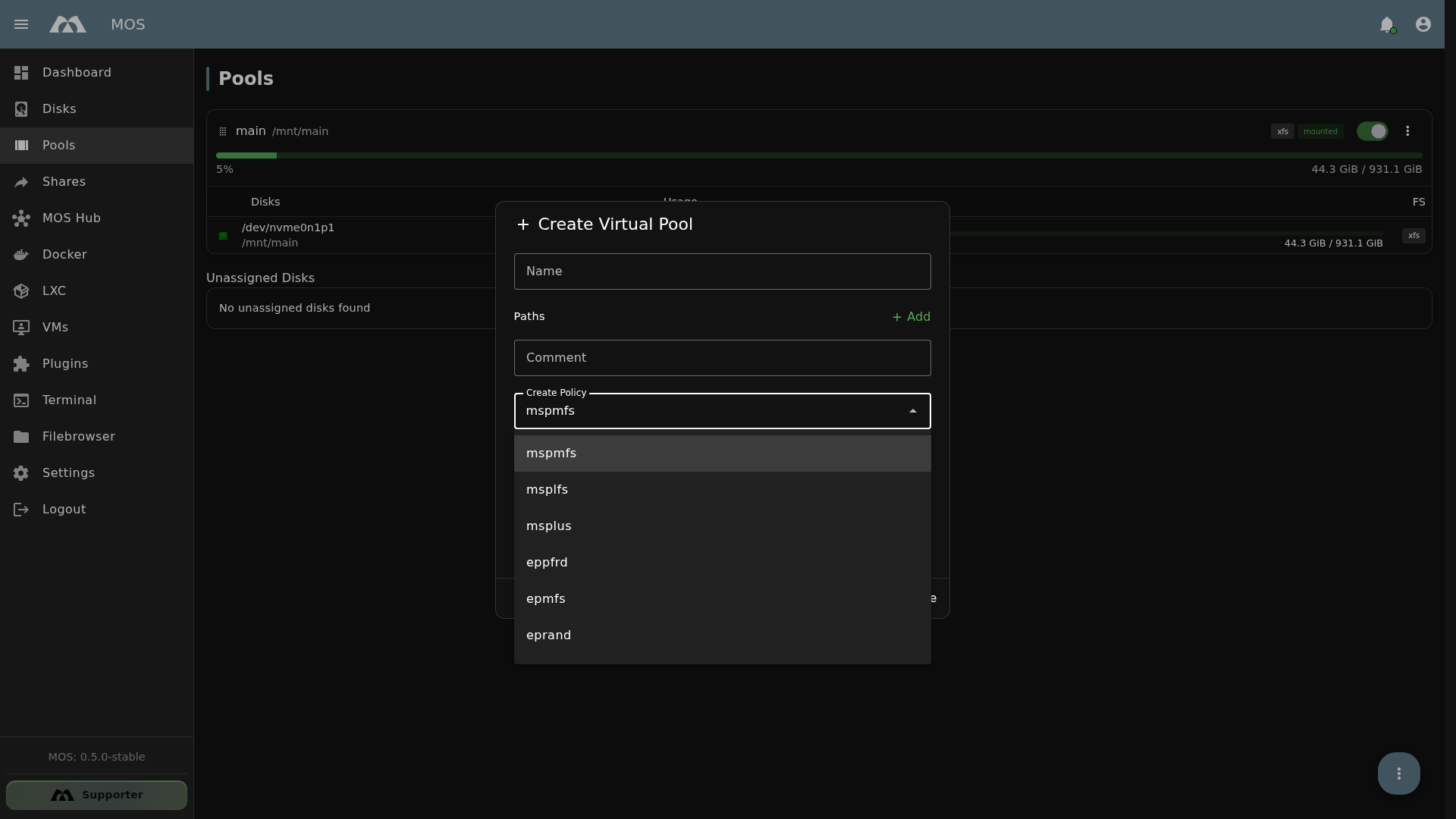 Create Policy Options