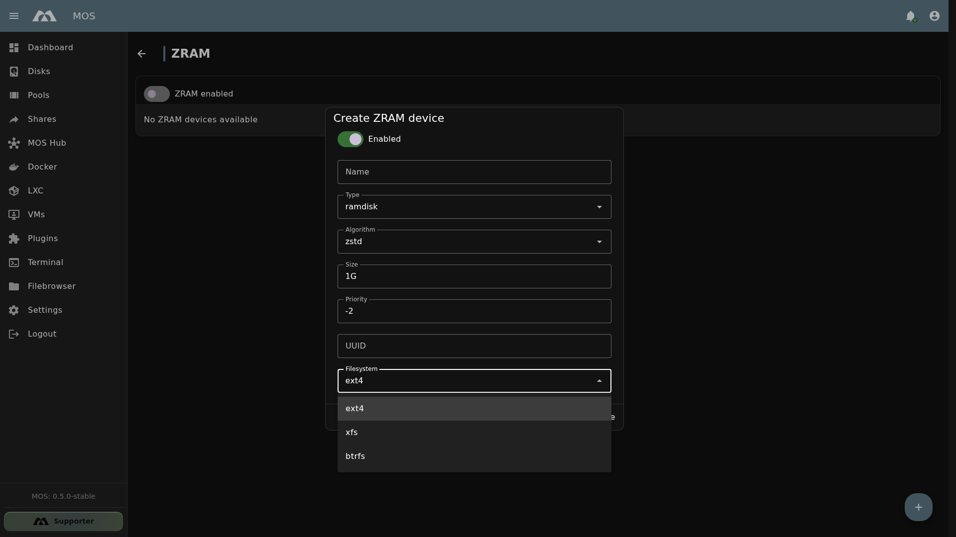 Filesystem Options